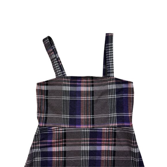 Forever 21 Sleeveless Plaid Mini Dress Size L Multicolor Wide Strap Preppy - Picture 4 of 6